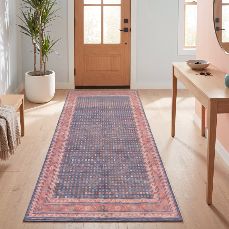 Tapis Fjord moderne à motif mosaïque mouchetée abstraite, turquoise, rose et crème, lavable à la machine, antidérapant, à poils courts, pour l'intérieur et l'extérieur, adapté aux animaux domestiques, idéal pour le salon, la chambre, la salle à manger, l'entrée, le couloir ou le bureau.