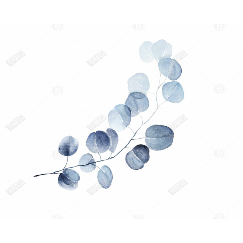 Minimalist Blue Floral Polyester Placemat - Eucalyptus Design