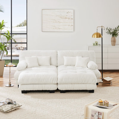 Canapé moderne en chenille avec repose-pieds