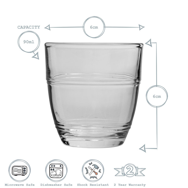 Duralex - Gigogne Shot Glass Espresso Cups - 90ml Drinking Glasses, 12