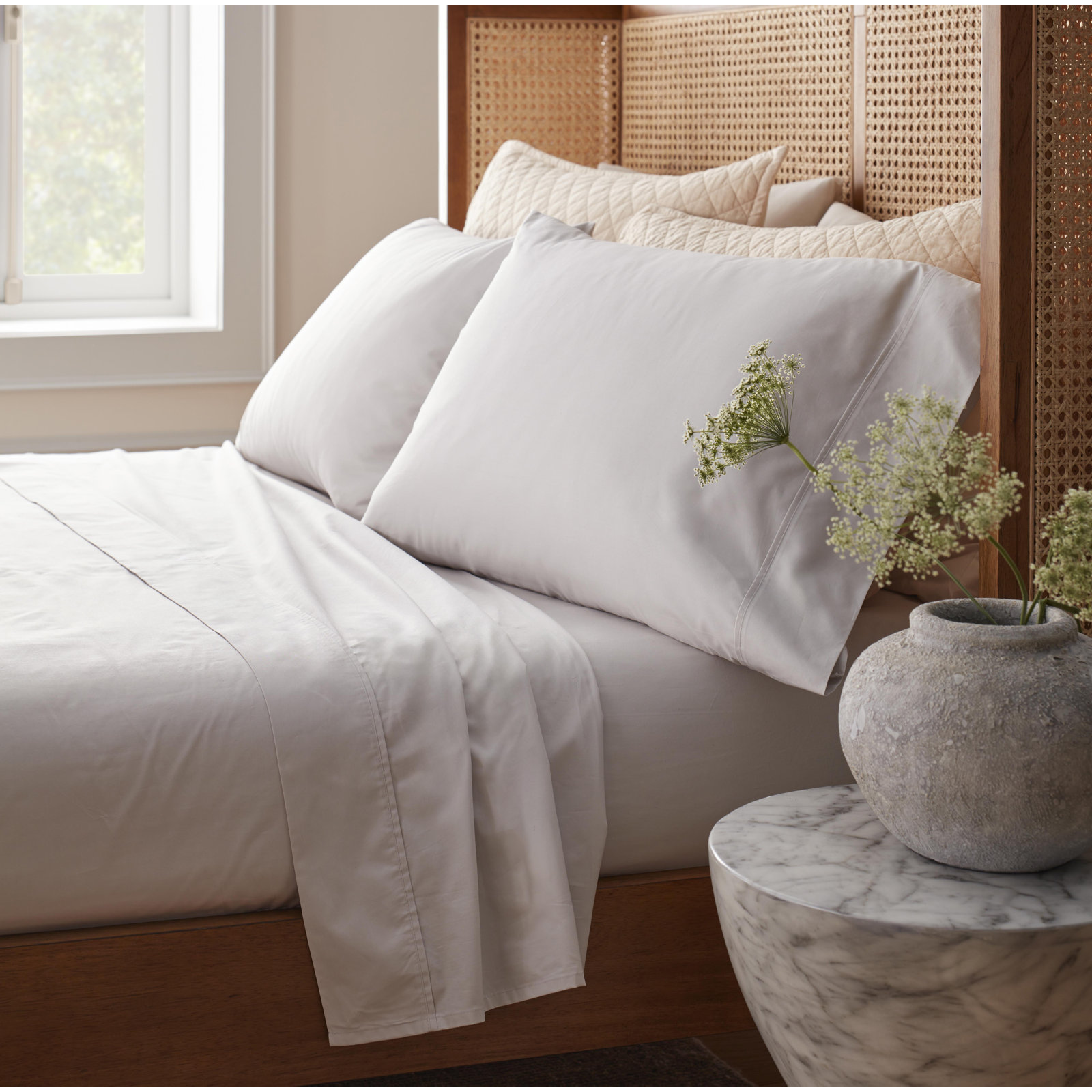 Emrik Organic Cotton Sheet Set, Soft Gray, King