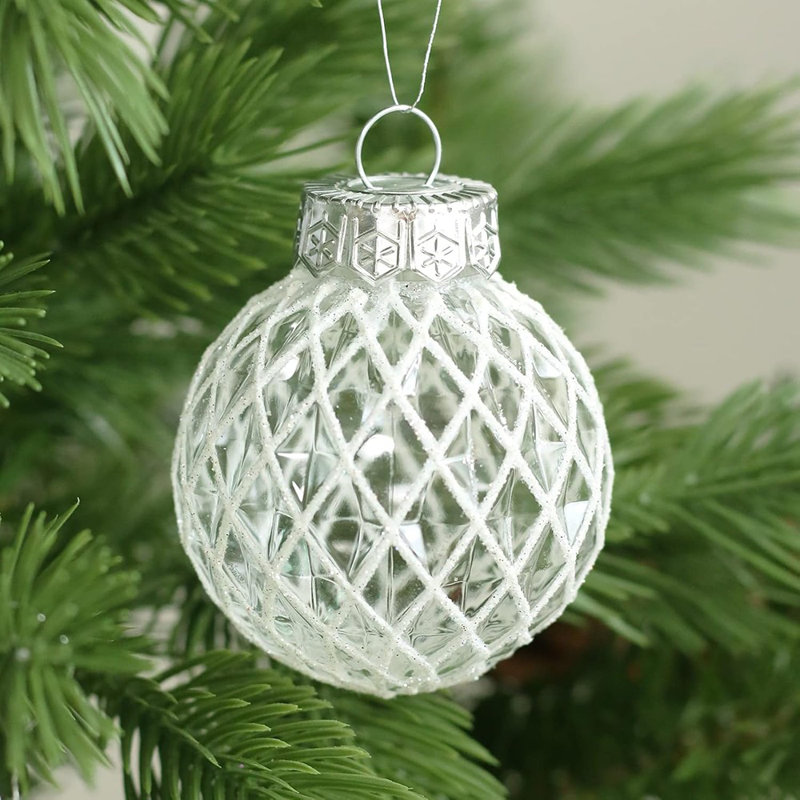 Ensemble de 25 décorations de Noël 25 pi - 2,36 po / 6 cm, transparentes et incassables, décorations de boules rouges / vertes / blanches assorties pour la décoration intérieure de maison de vacances et d'arbre de Noël
