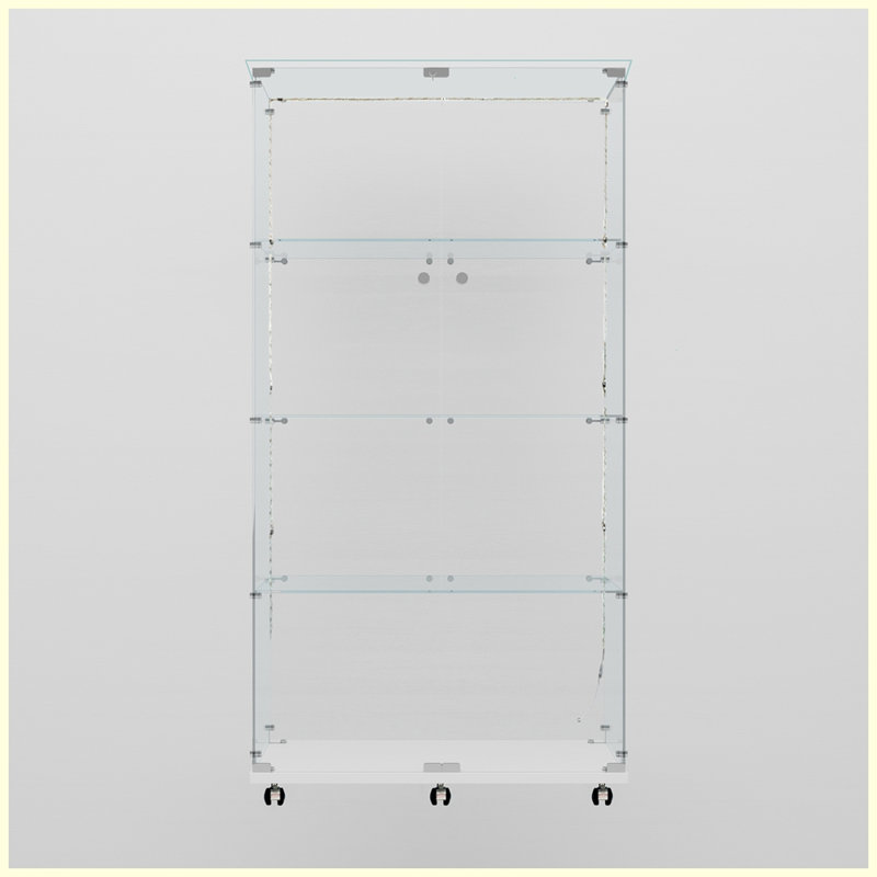 Vitrine moderne en verre trempé avec bande DEL Bluetooth, Blanc
