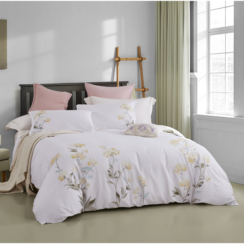 Bernadette Cotton Modern & Contemporary 3 Piece Duvet Cover Set, Yellow, King Duvet Cover + 2 King Shams