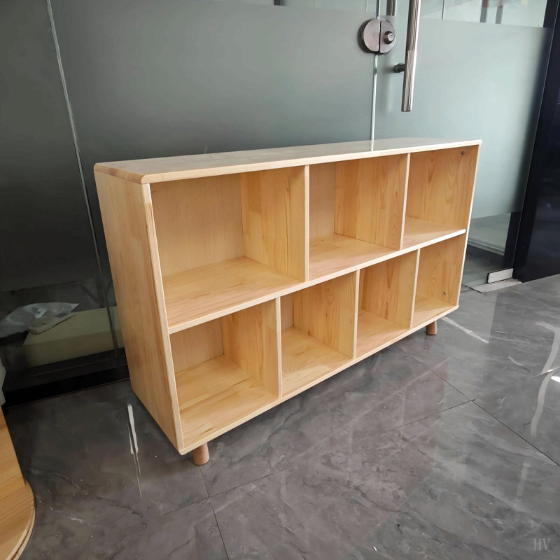Bibliothèque en bois, bibliothèque à 2 niveaux, 7 compartiments de rangement, bibliothèque ouverte avec pieds pour le bureau personnel, le salon, le bureau