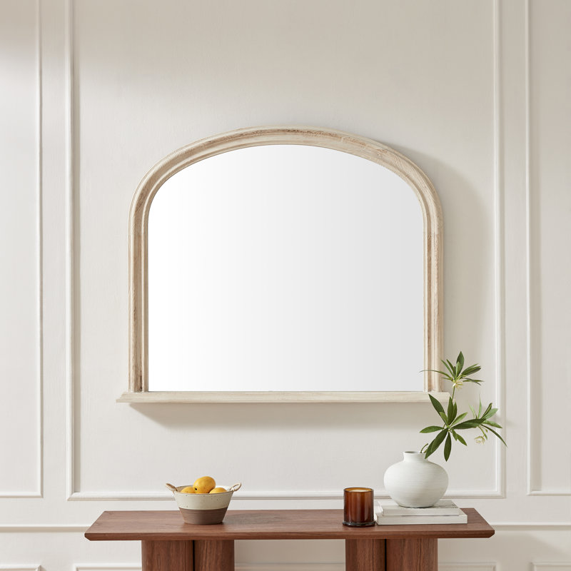 Cecil Solid Wood Freestanding Overmantle Arch Mirror - Modern Regency Design, Whitewash