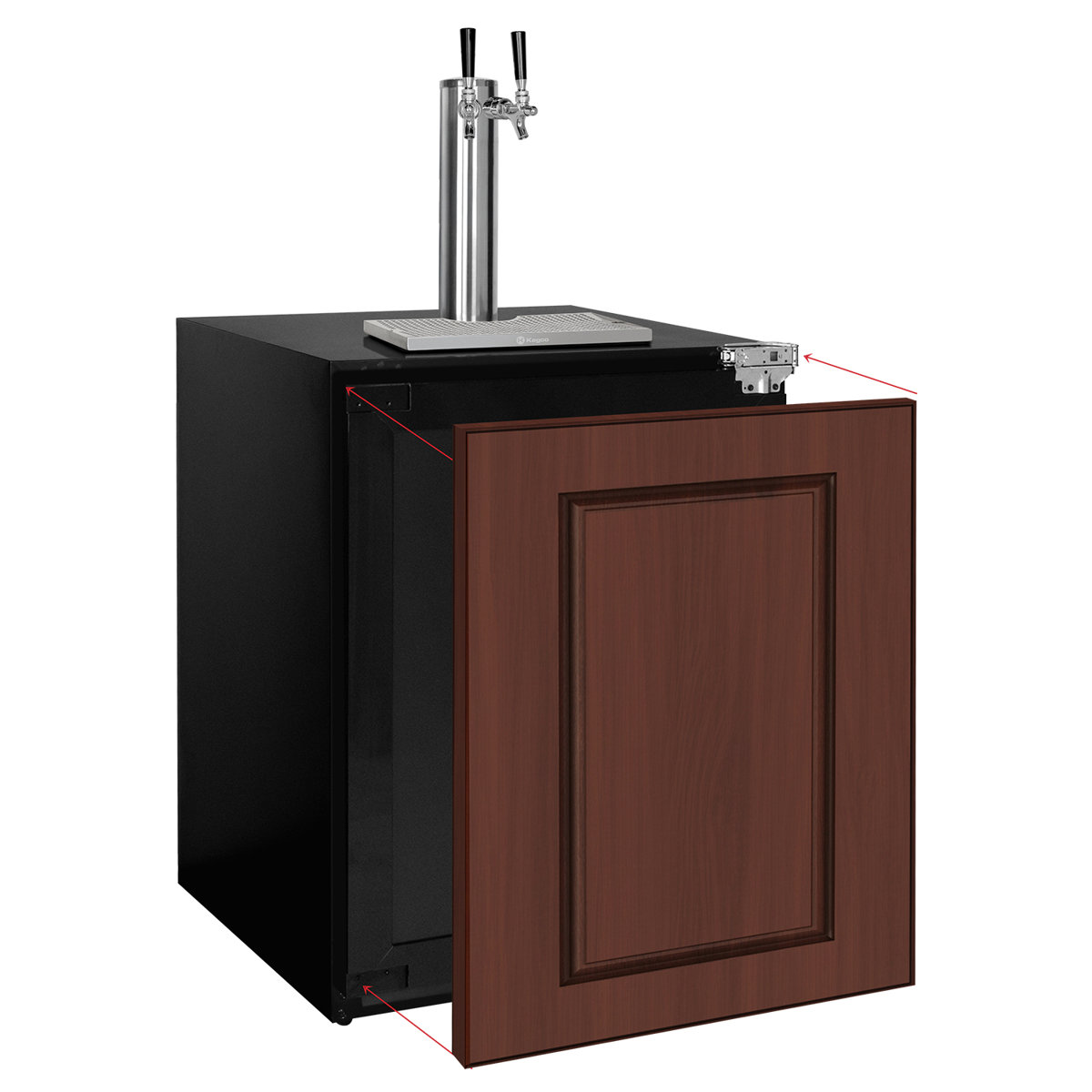 Infinity Series Panel-ready 24" Wide Dual Tap Kegerator With Right Hinge Overlay Door | Fridge.com