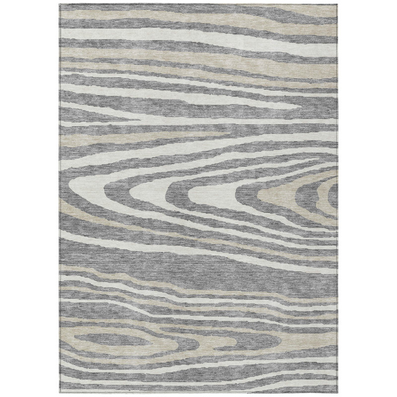 Tapis intérieur lavable en faux bois 5 pi x 8 pi gris