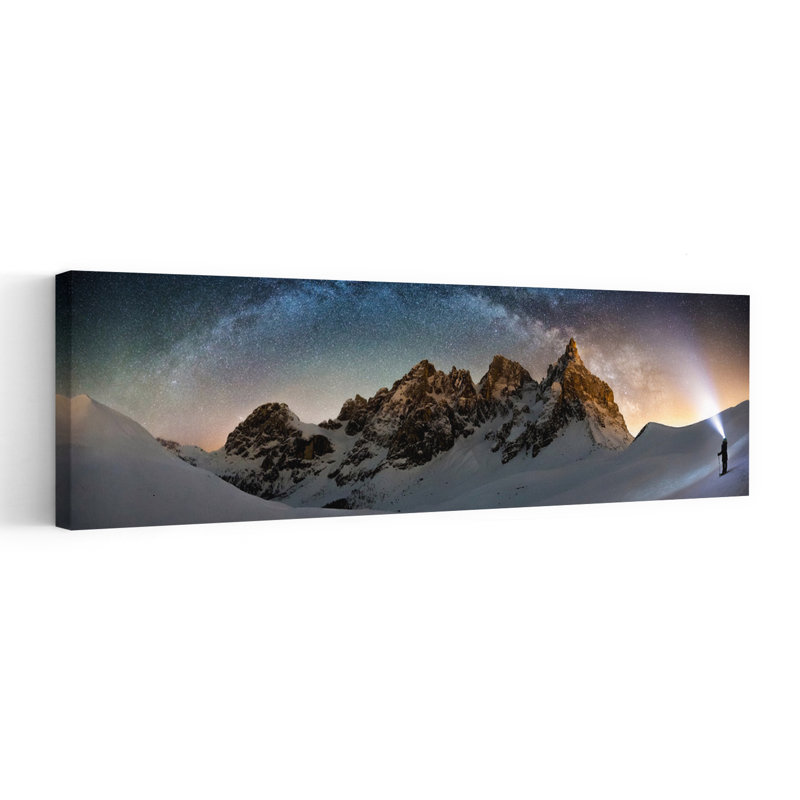 Milky Way Mountain Trek 1 Piece Wrapped Canvas Panoramic Wall Art, 91.44 cm H x 30.48 cm W