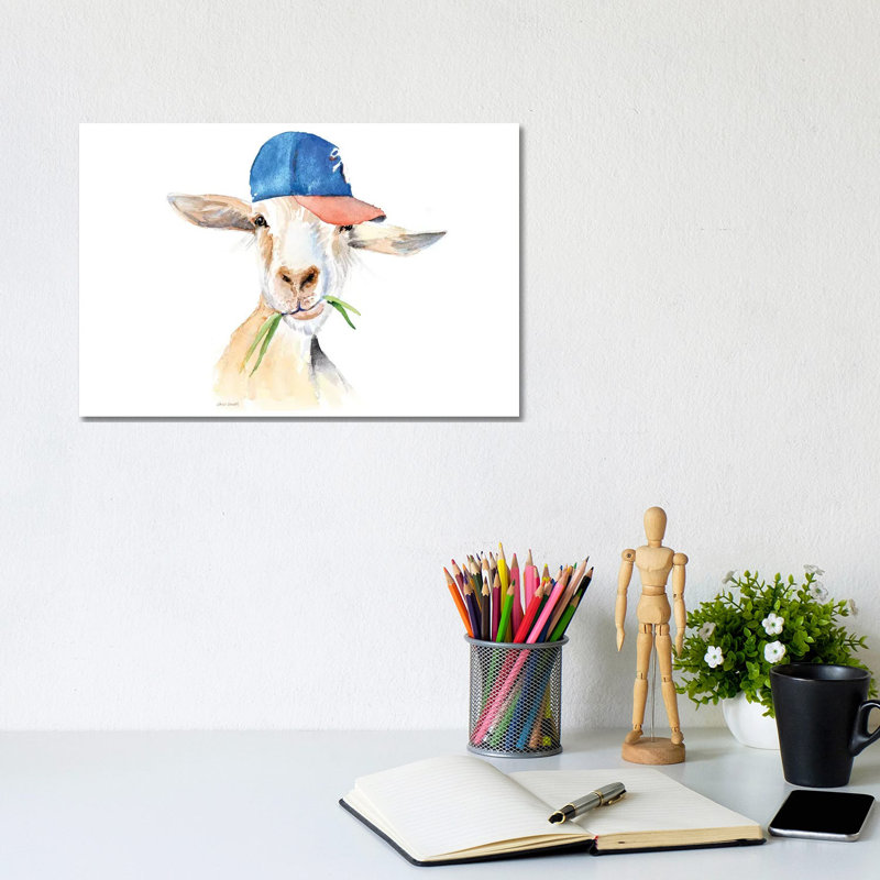 Cool Goat by Lanie Loreth - Wrapped Canvas Painting, 20.32 cm H x 30.48 cm W