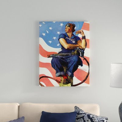 «Rosie The Riveter» par Norman Rockwell, reproduction sur toile tendue