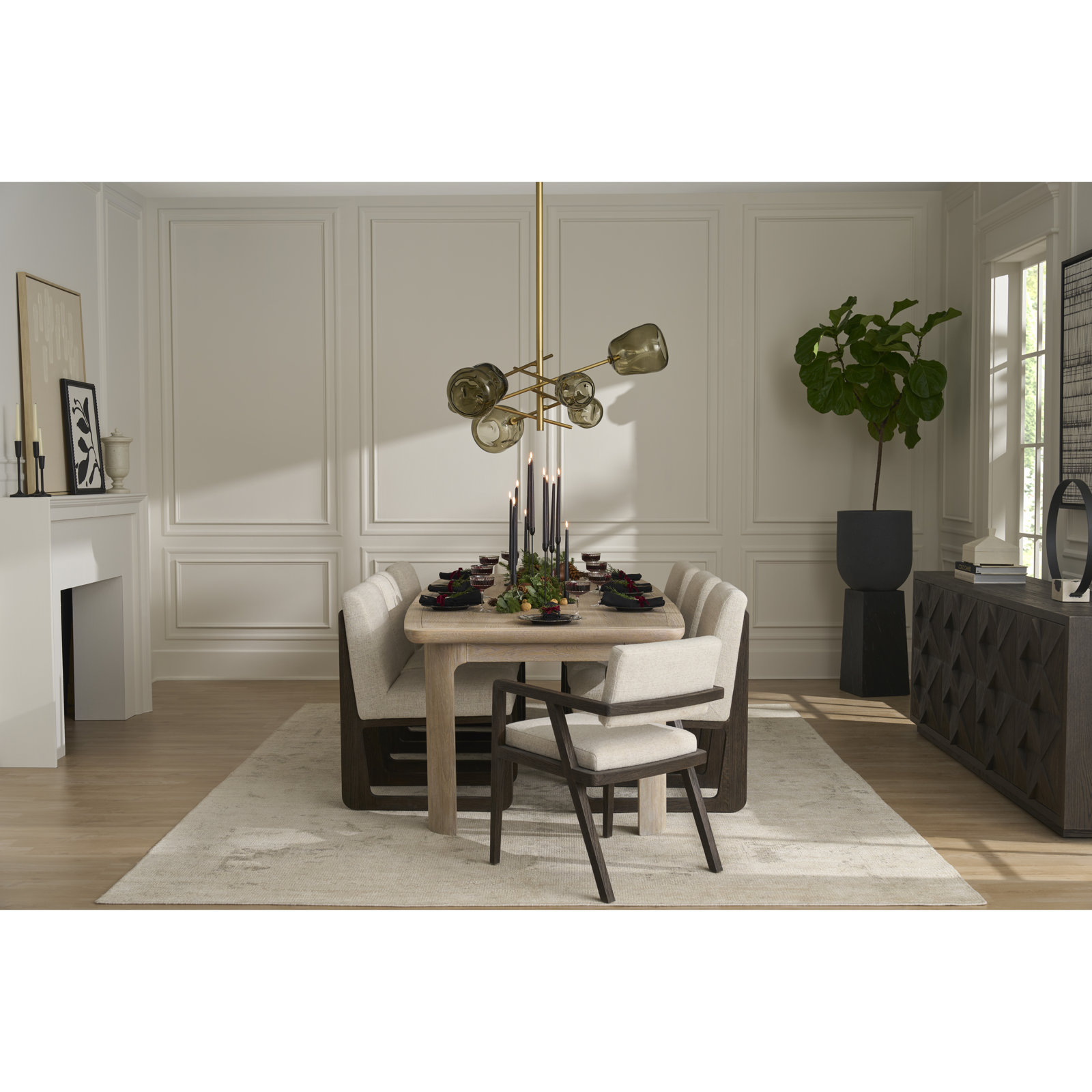 Modern 86'' Extendable Dining Table, Gray