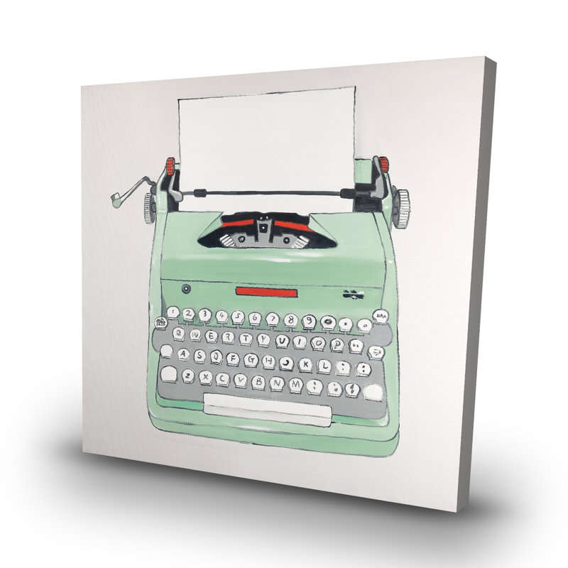 Mint typewriter - 32"x32" art on canvas