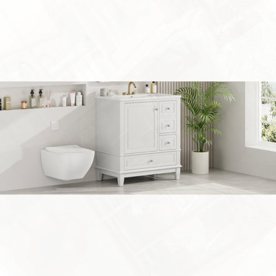 Bathroom Vanity With Sink One Door With Shelf Three Drawers Soft Close Door