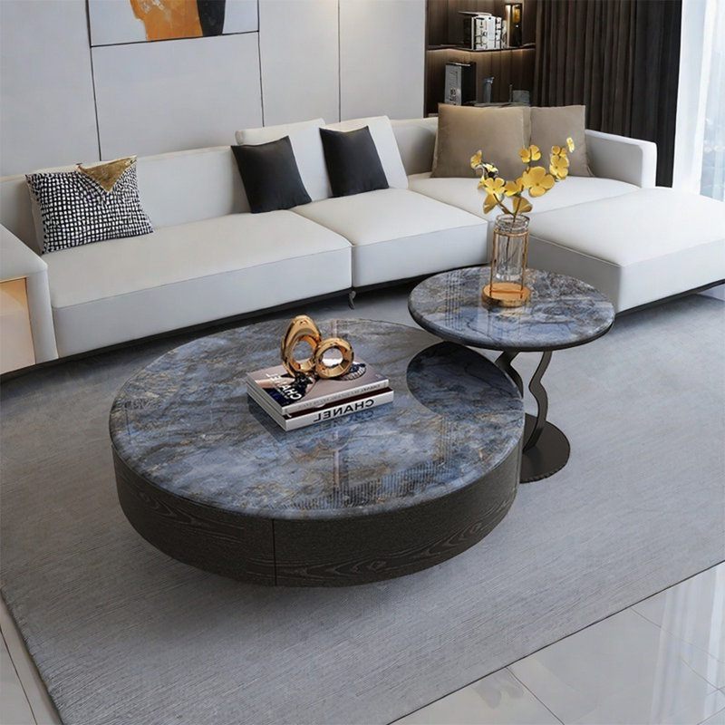Table basse italienne ronde en pierre supercristalline