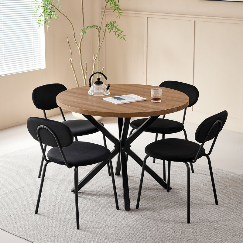 Cotton Blend Upholstered Metal Stacking Accent, Black