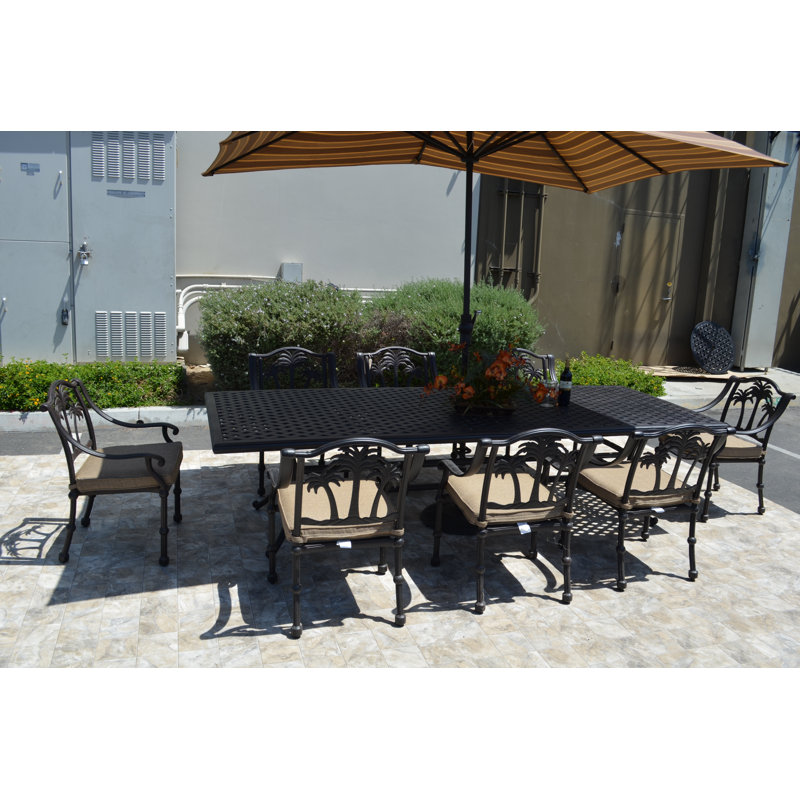 Maccharles 8 - Person Patio Dining Set with, Sesame Sunbrella® Linen