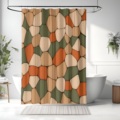 Rideau de douche avec tapis de bain