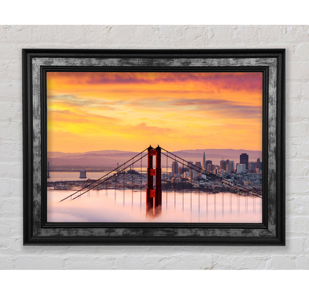 Gerahmtes Leinwandbild Sunset Mist Golden Gate Bridge