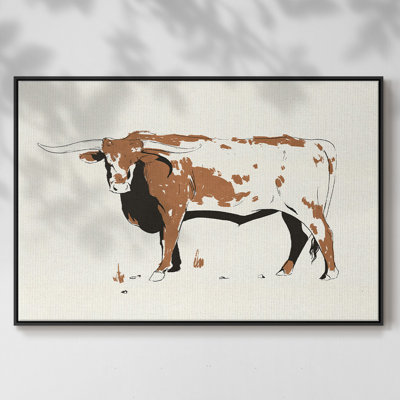 Toile encadrée de qualité supérieure Terre Cotta Steer IV - prête à être accrochée