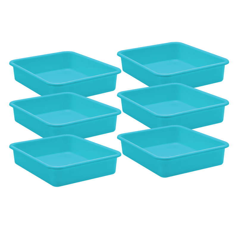 Ensemble de bacs en plastique, Bleu sarcelle, H 7,75 po x l 11,38 po x P 5 po