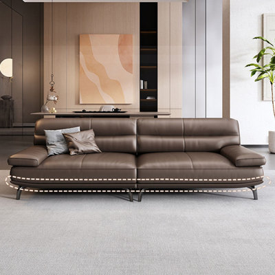 Coffee Genuine Leather Modular Sofa cushion couch