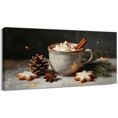 Art mural de Noël sur toile, poires nature morte dans un bol avec des branches de pin et un biscuit de pain d'épice, décoration murale rustique pour cuisine, salle à manger ou café