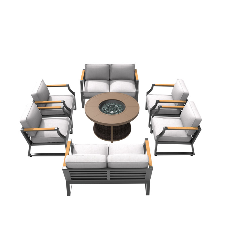 Dejontae 8 - Person Patio Conversation Set with Cushions, Black