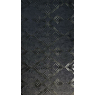 Rouleau de papier peint ornements métalliques en nid d'abeilles carrés en bronze noir Honeycomb