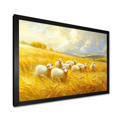 Golden Fields of Sheep I - Sheep Large, art mural