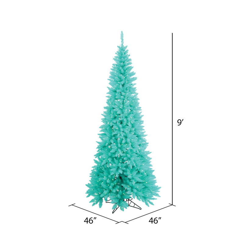 Sapin de noël artificiel vert 9 pi avec 700 lumières aqua et base