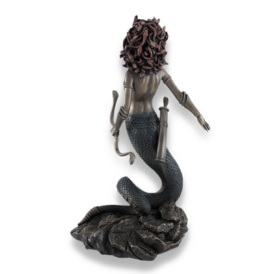 Statue de Méduse (mythologie grecque), arc et flèches à double serpent, résine coulée bronze, 23 cm de hauteur