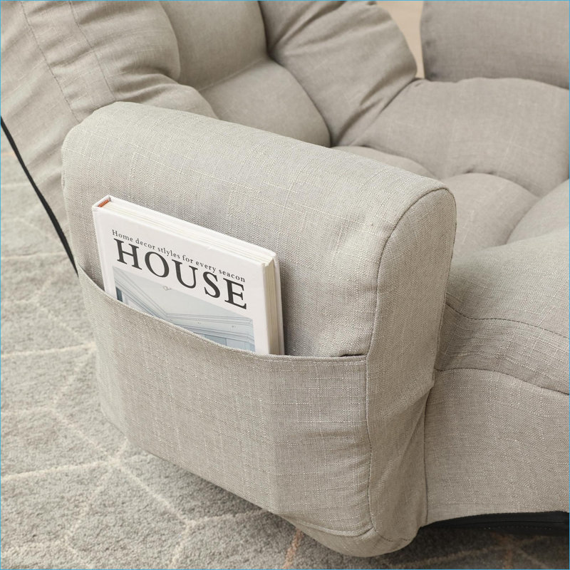 Fauteuil à billes réglable et pivotant à 360 degrés pour adultes, canapé-lit polyvalent pour jouer, sieste dans le salon | Lin | Gris ardoise