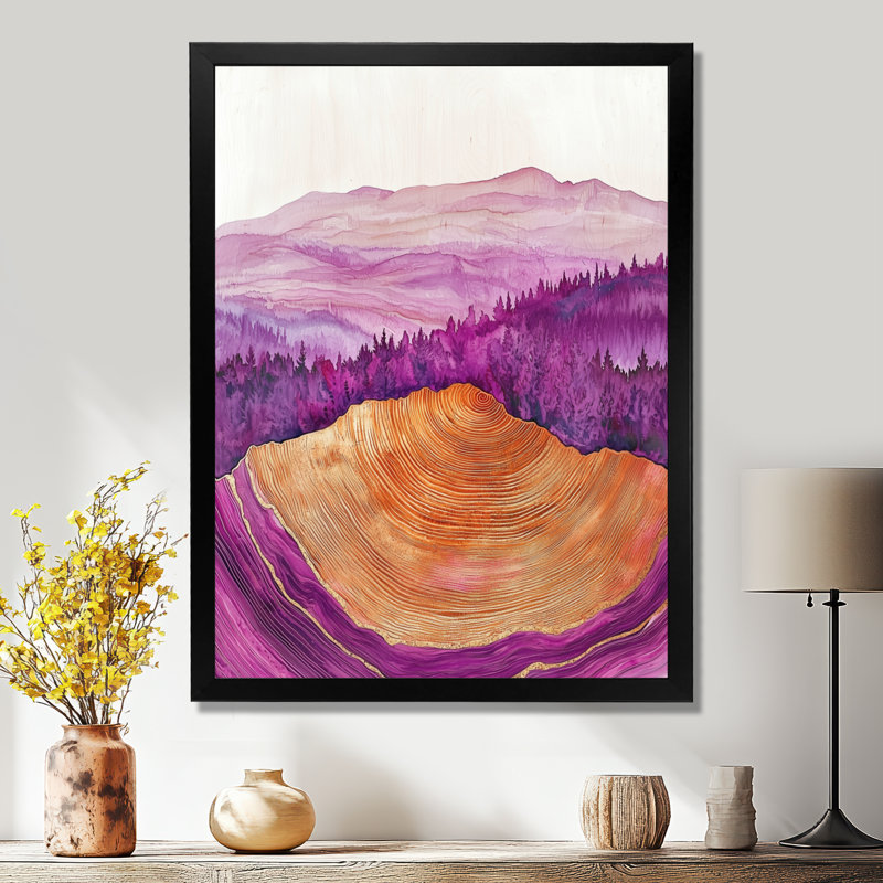 «Farm Charm Meadow With Lavender Ink Field Landscape V», impressions sur toile, Noir, noir, noir, noir, H 20 po x l 12 po