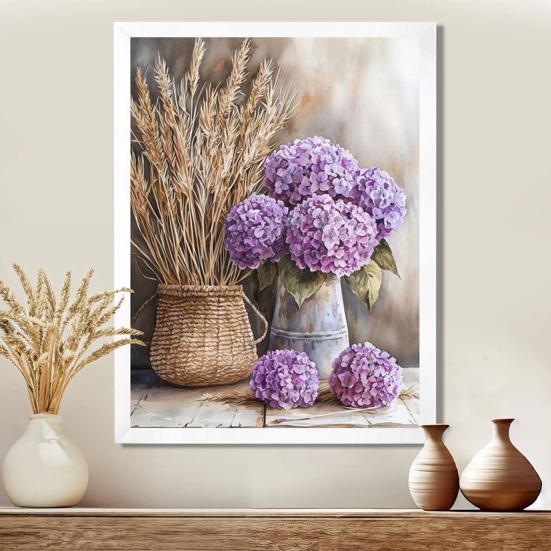 Mullen - art mural floral, Reproduction encadrée d'une seule photo sans pass, H 40 po x l 30 po, Blanc