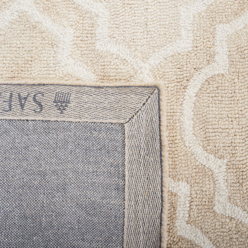 Dip Dye Hand Tufted Wool Geometric Rug, Round 5'