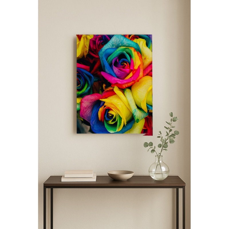 Roses arc-en-ciel — Portrait en métal, 10" H x 8" W