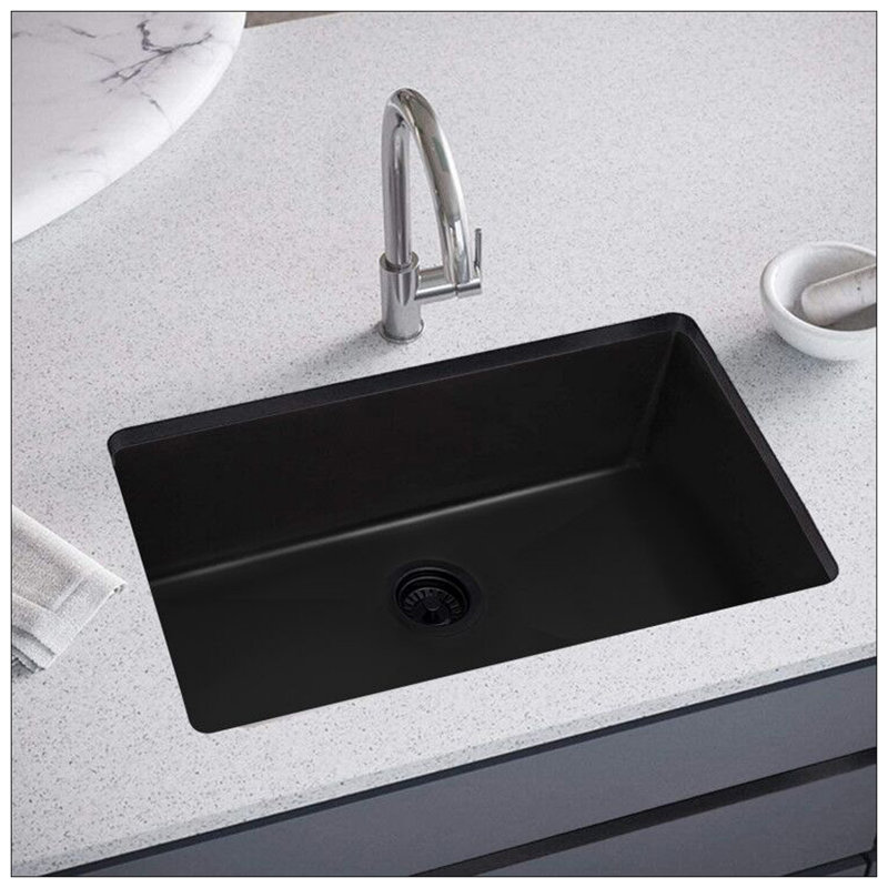 32X19 Inch  Undermount Kitchen Sink 16 Gauge Stainless Steel Single Bowl Kitchen Sink Gunmetal Black