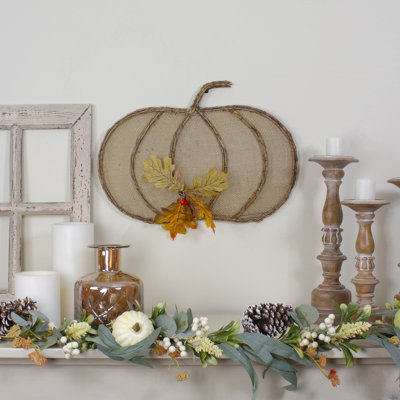 Décoration murale en toile de jute et vigne automne 19 "beige