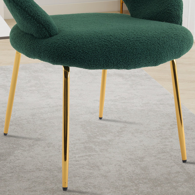Chaise de salle à manger rembourrée, Velours vert