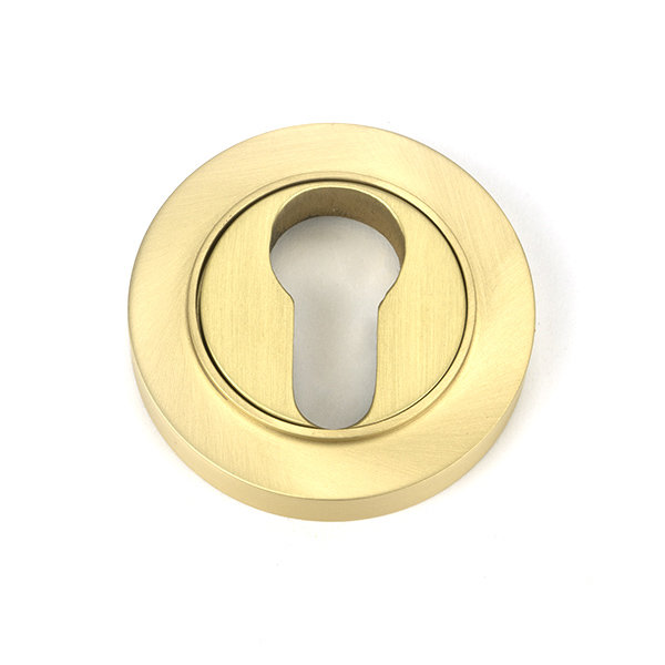 Concealed Satin Brass Round Euro (Plain) Escutcheon