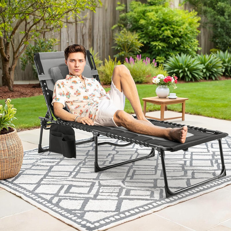 Xxl Folding Sun Lounger, Deck Chair With 5-way Adjustable Backrest, Extra Large Garden Lounger Up To 150 Kg, Beach Lounger, Relaxation Lounger, Camping Lounger, Lounger For Outdoors