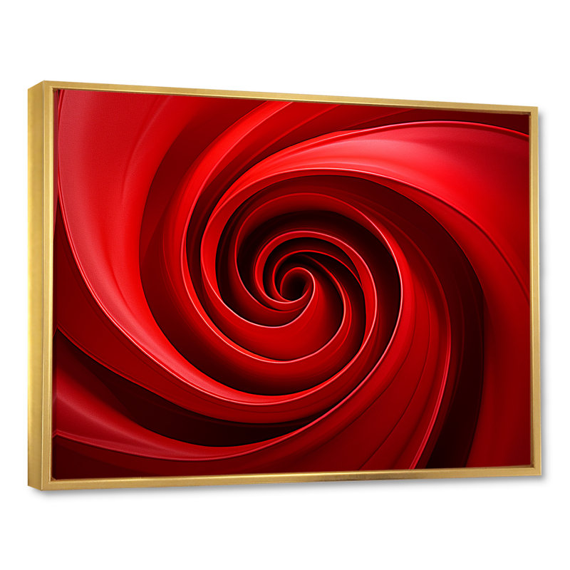 Maville - Abstract Spirals Wall Art, Gold Floater Framed Canvas, 30" H x 40" W x 1.5" D