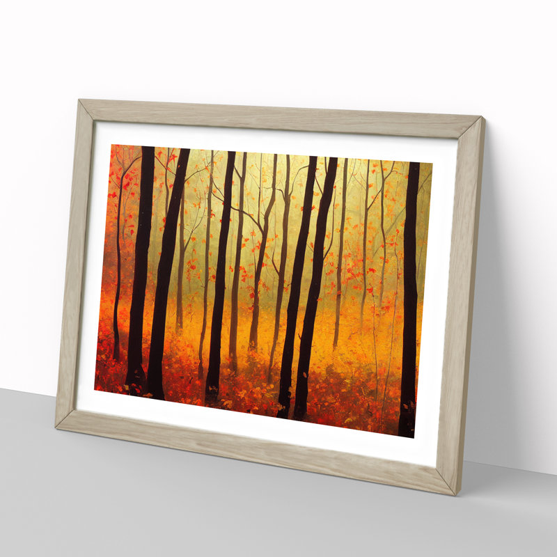 Cool Autumn Forest - Framed Print, 25cm H x 34cm W x 2cm D, Oak Framed