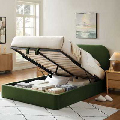 Structure de lit plateforme en velours Doron