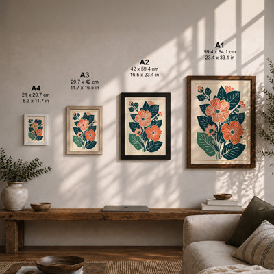 Teal Daisy Botanical - Framed Print