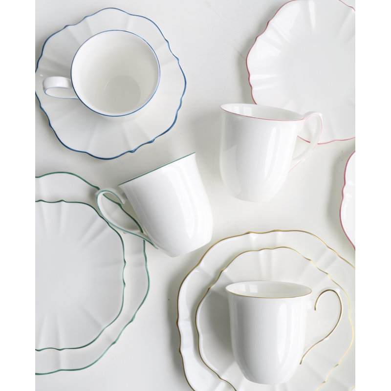Grande tasse à café Amelie, Blanc / bleu royal