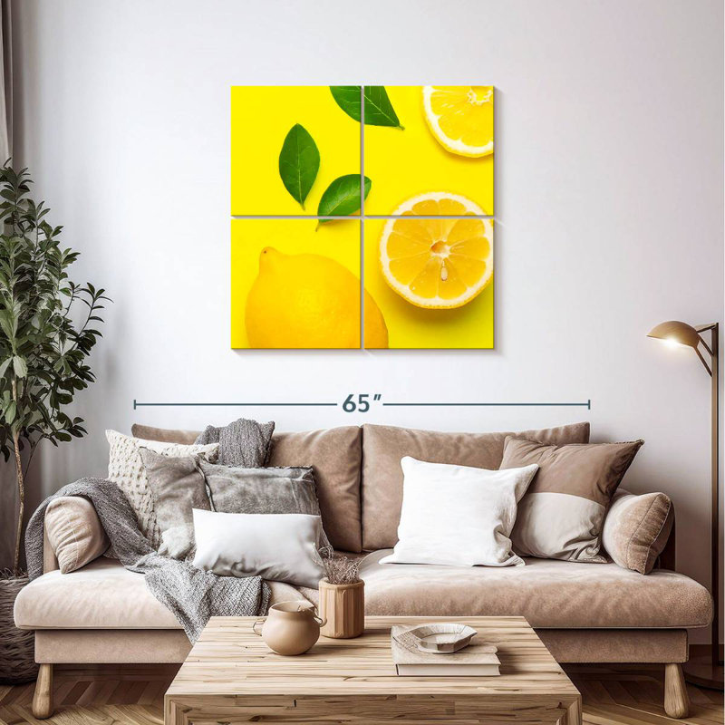 Yarlin citrons sur jaune, H 38 po x l 38 po