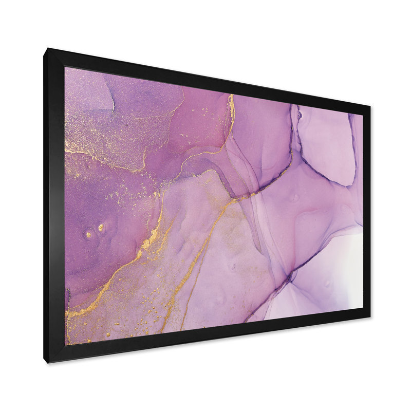 Reproduction d'art sur toile rose et marbre, H 8 po x l 12 po x P 1 po, Cadre photo noir