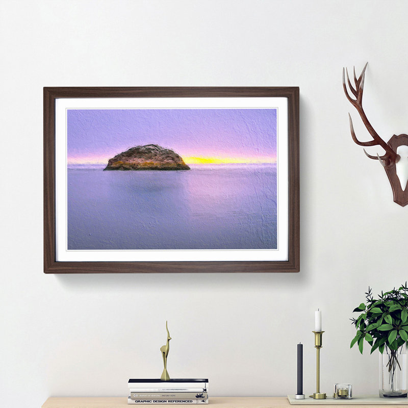 Sunset in Trinidad - Picture Frame Painting Print, 27cm H x 36cm W x 2cm D, Walnut Framed